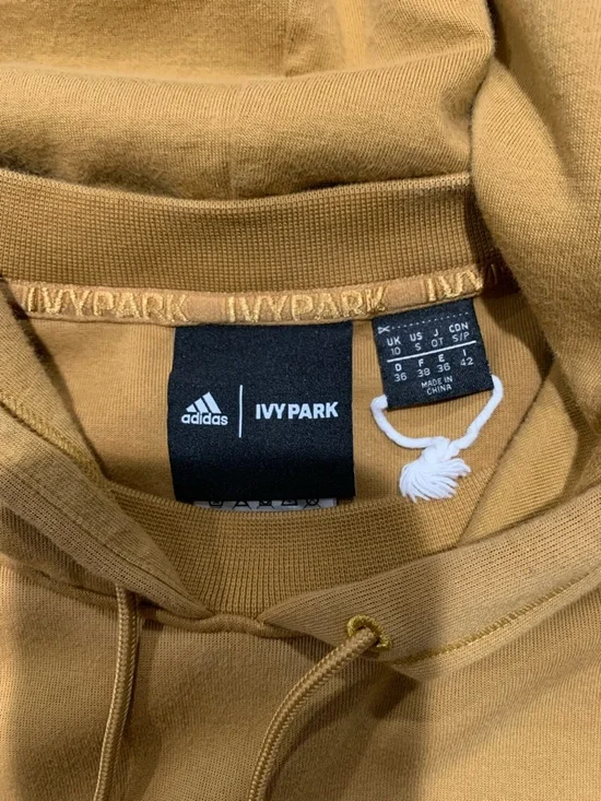 Adidas Women’s Ivy Park Crop Hoodie Shrug Top in Mesa Gold, Mustard Brown, Small - Picture 4 of 8